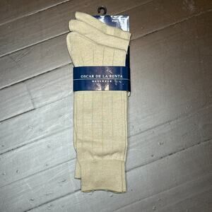 Oscar de la Renta Mens Dress Socks Beige Mercerized Pima Cotton 10–13 NWT